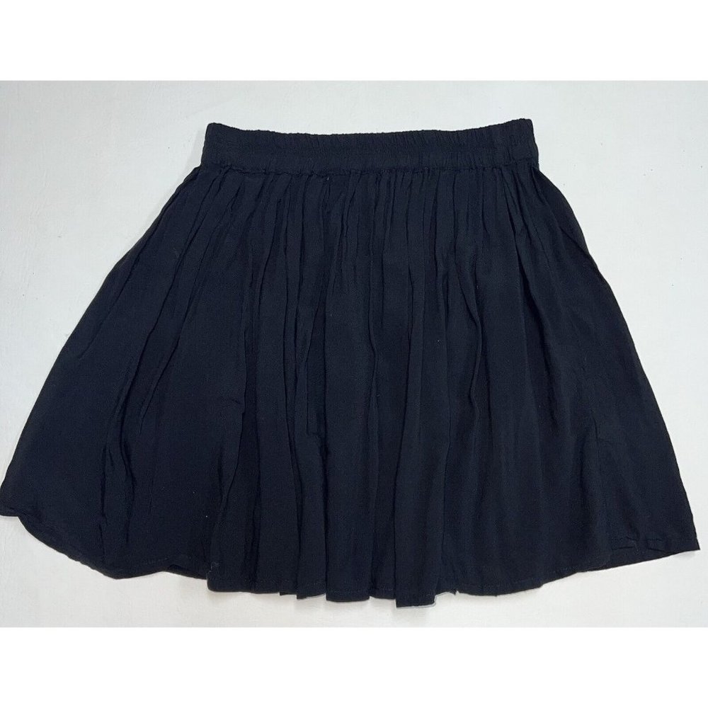Lorimer NYC Womens Pleated Skater Skirt Size M Black Casual Lightweight Pull On